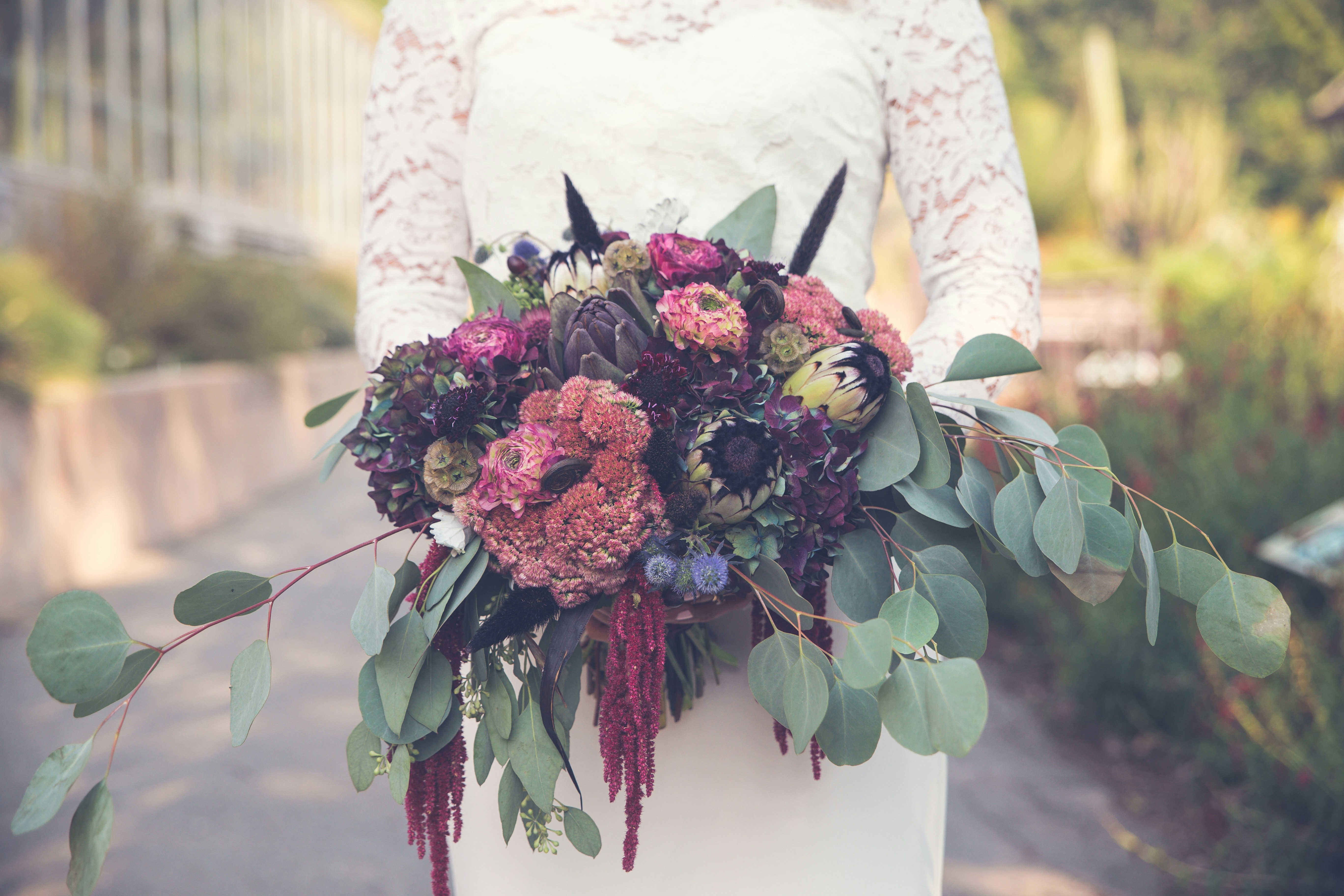 Bride holding a beautiful bouquet of flowers